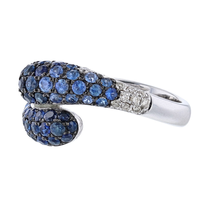 Blue Sapphire Diamond Pave Wrap Cocktail Ring