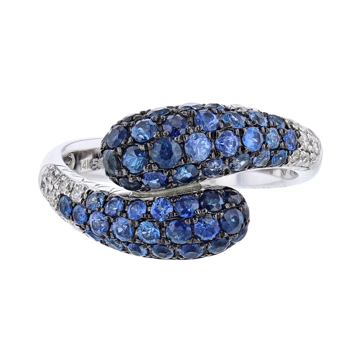 Blue Sapphire Diamond Pave Wrap Cocktail Ring
