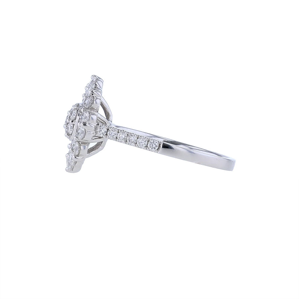 18kt White Gold Baguette Halo Cluster Ring