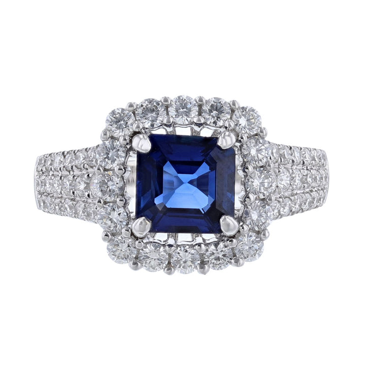 18K White Gold Certified Sapphire Diamond Ring