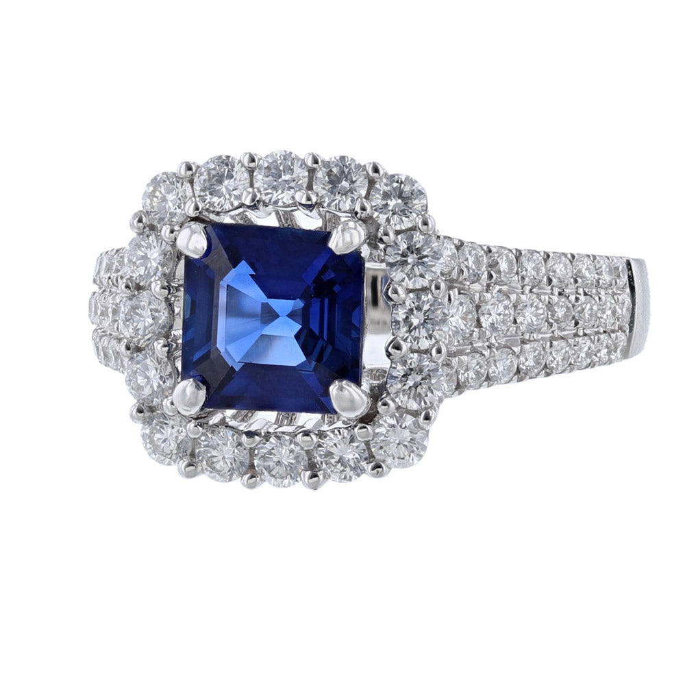 18K White Gold Certified Sapphire Diamond Ring