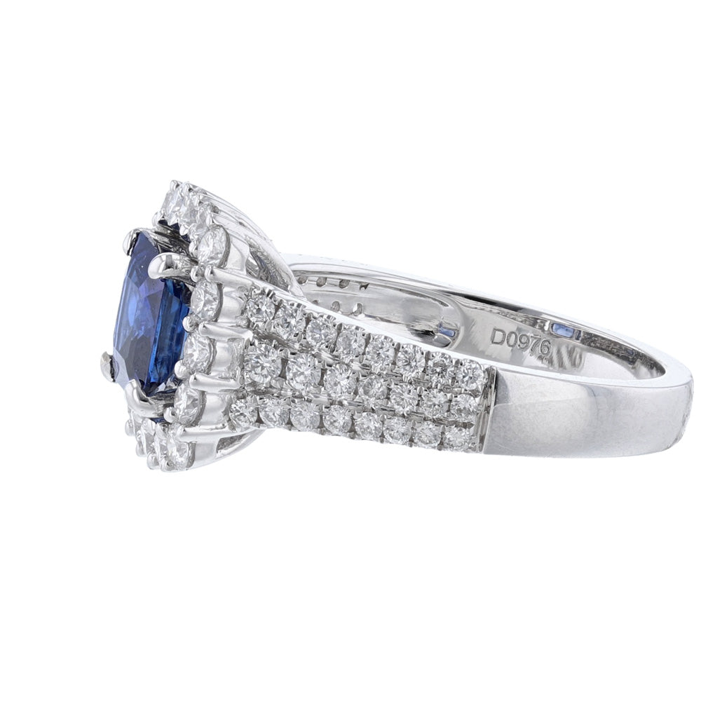 18K White Gold Certified Sapphire Diamond Ring