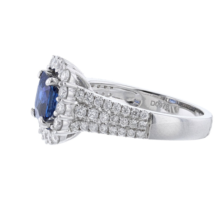 18K White Gold Certified Sapphire Diamond Ring