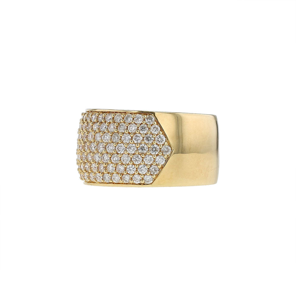 18K Yellow Gold Wide Pave Diamond Ring