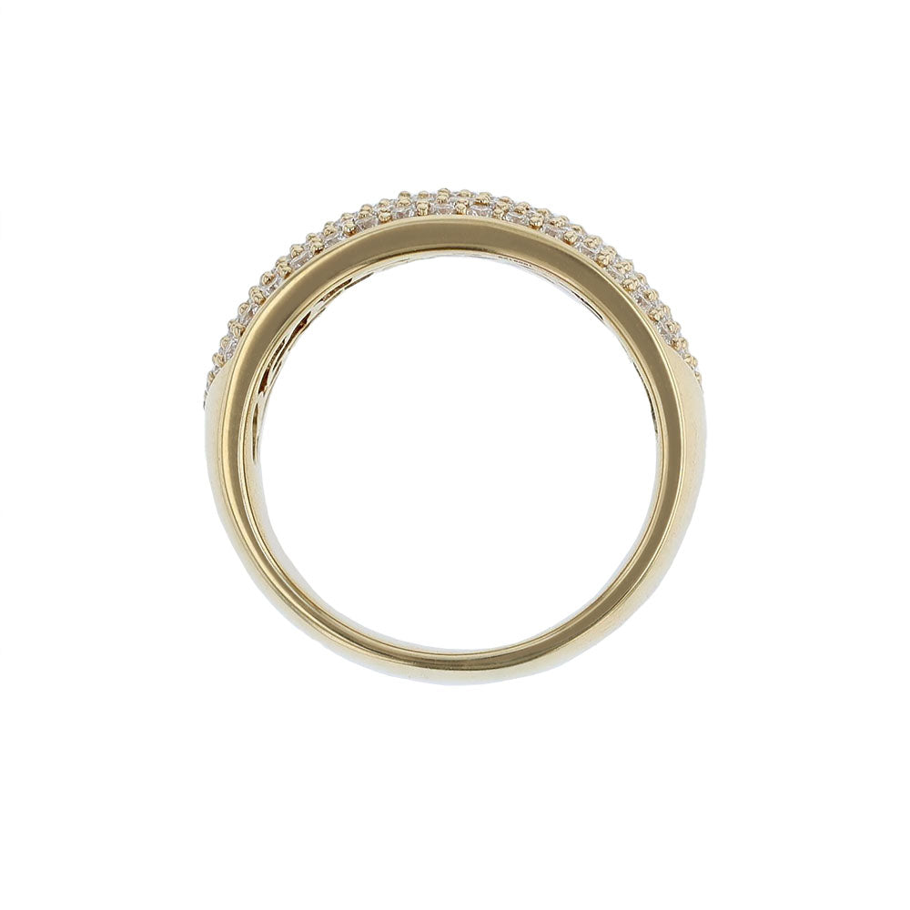 18K Yellow Gold Wide Pave Diamond Ring