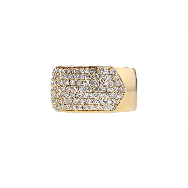 18K Yellow Gold Wide Pave Diamond Ring