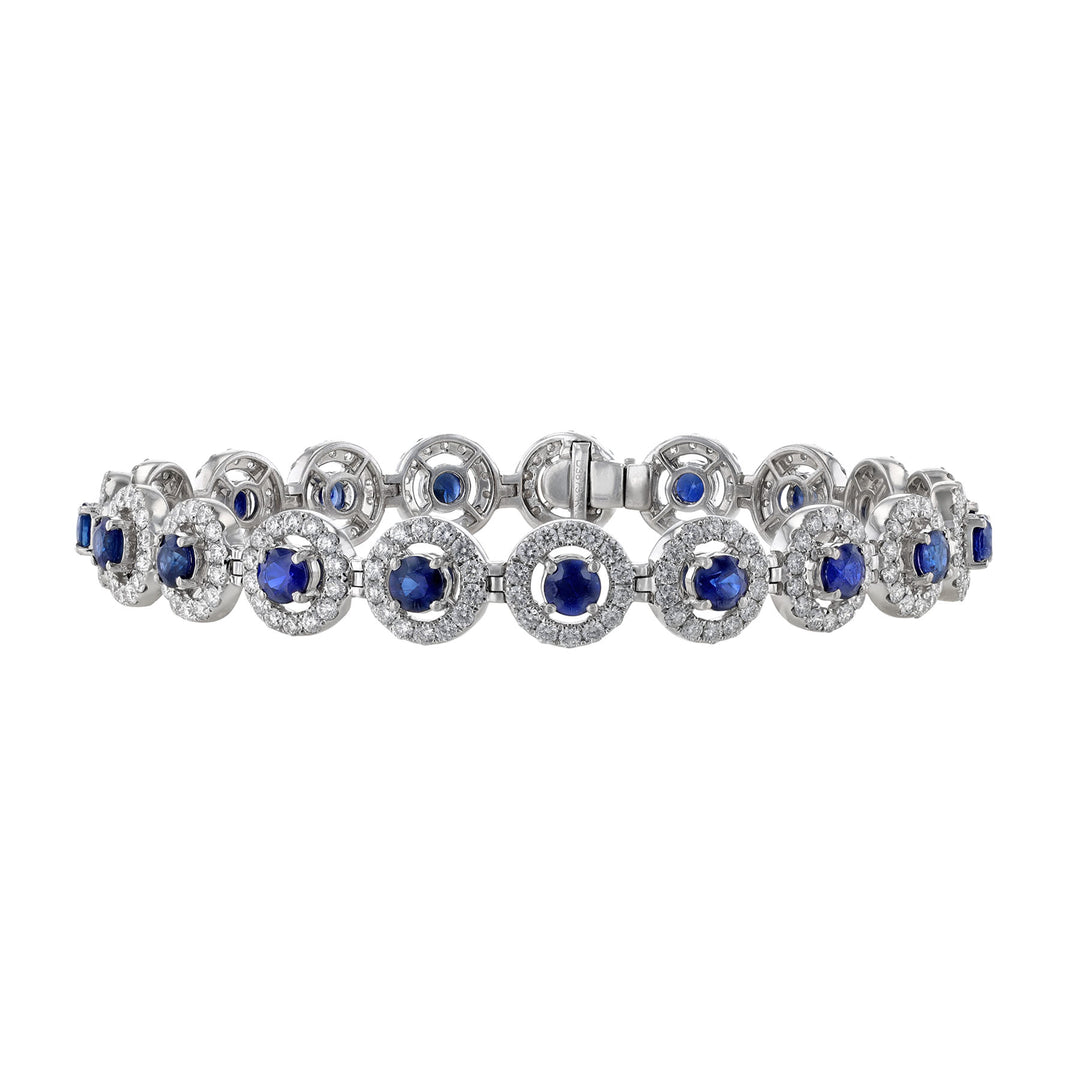 Blue Sapphire Diamond Halo Bracelet