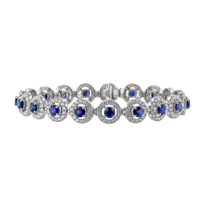 Blue Sapphire Diamond Halo Bracelet