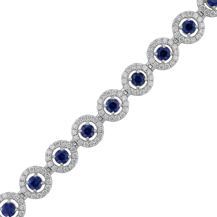 Blue Sapphire Diamond Halo Bracelet