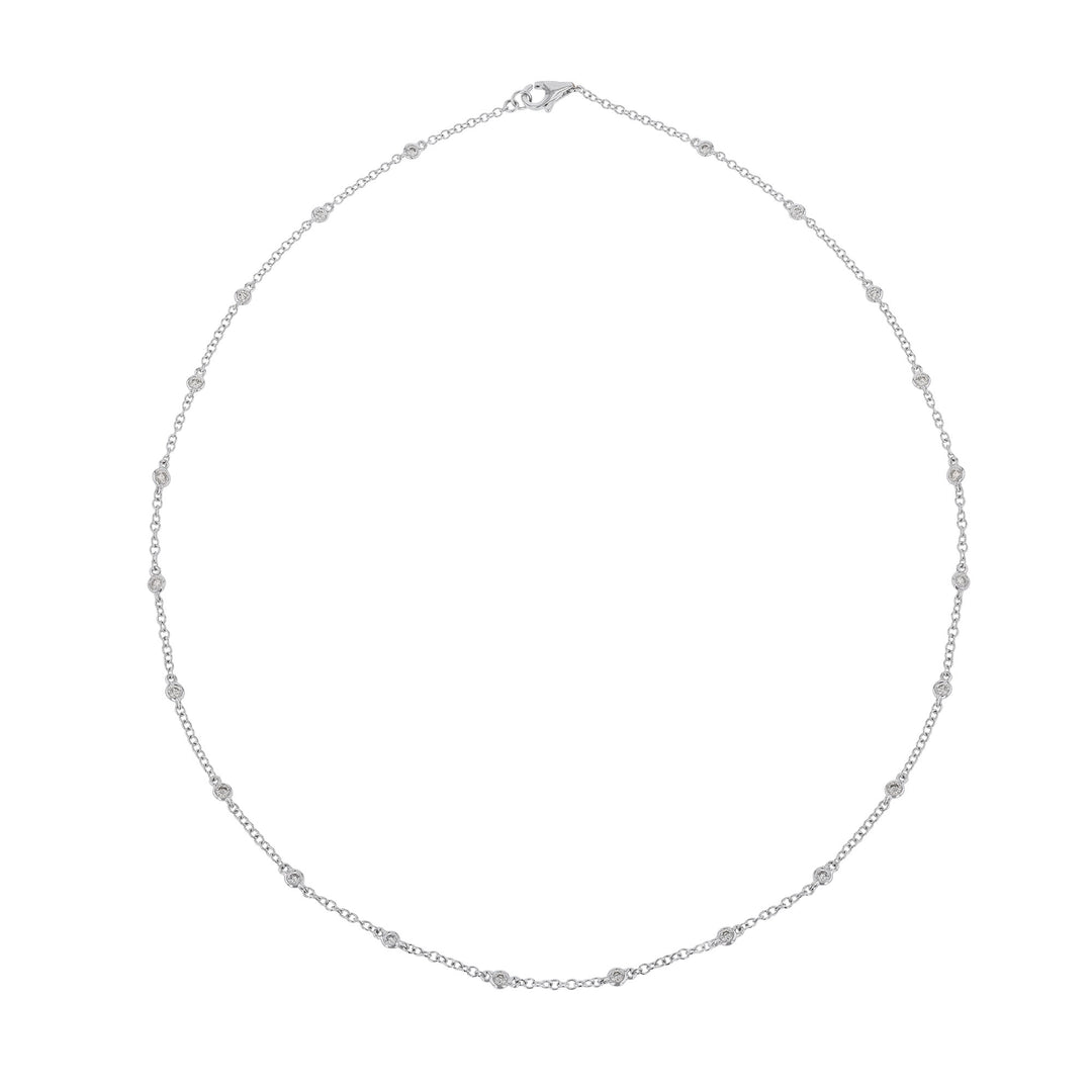 18K White Gold Diamond Station Necklace, Mini