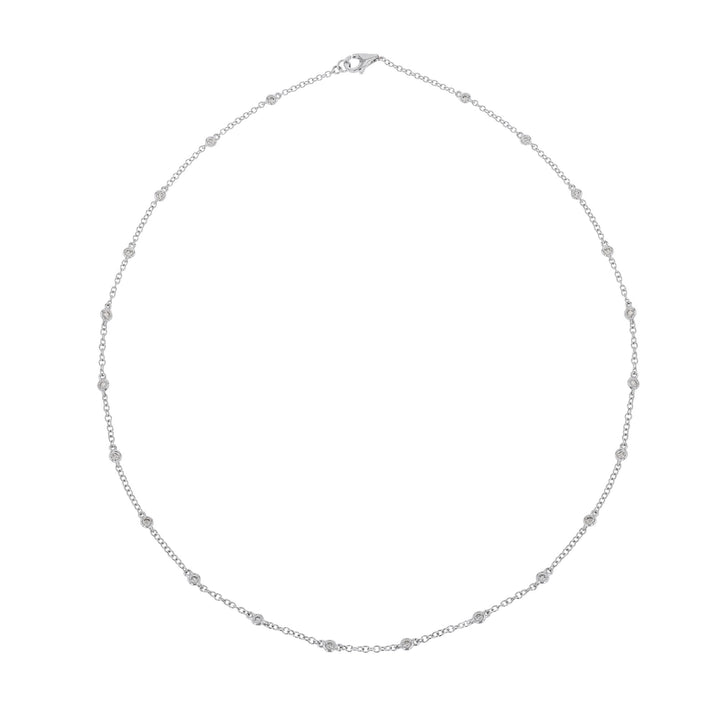 18K White Gold Diamond Station Necklace, Mini