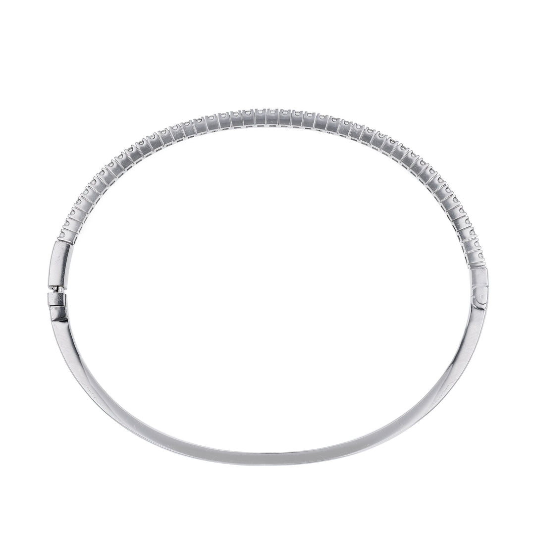 18K White Gold Thin Diamond Bangle, 0.60ct.