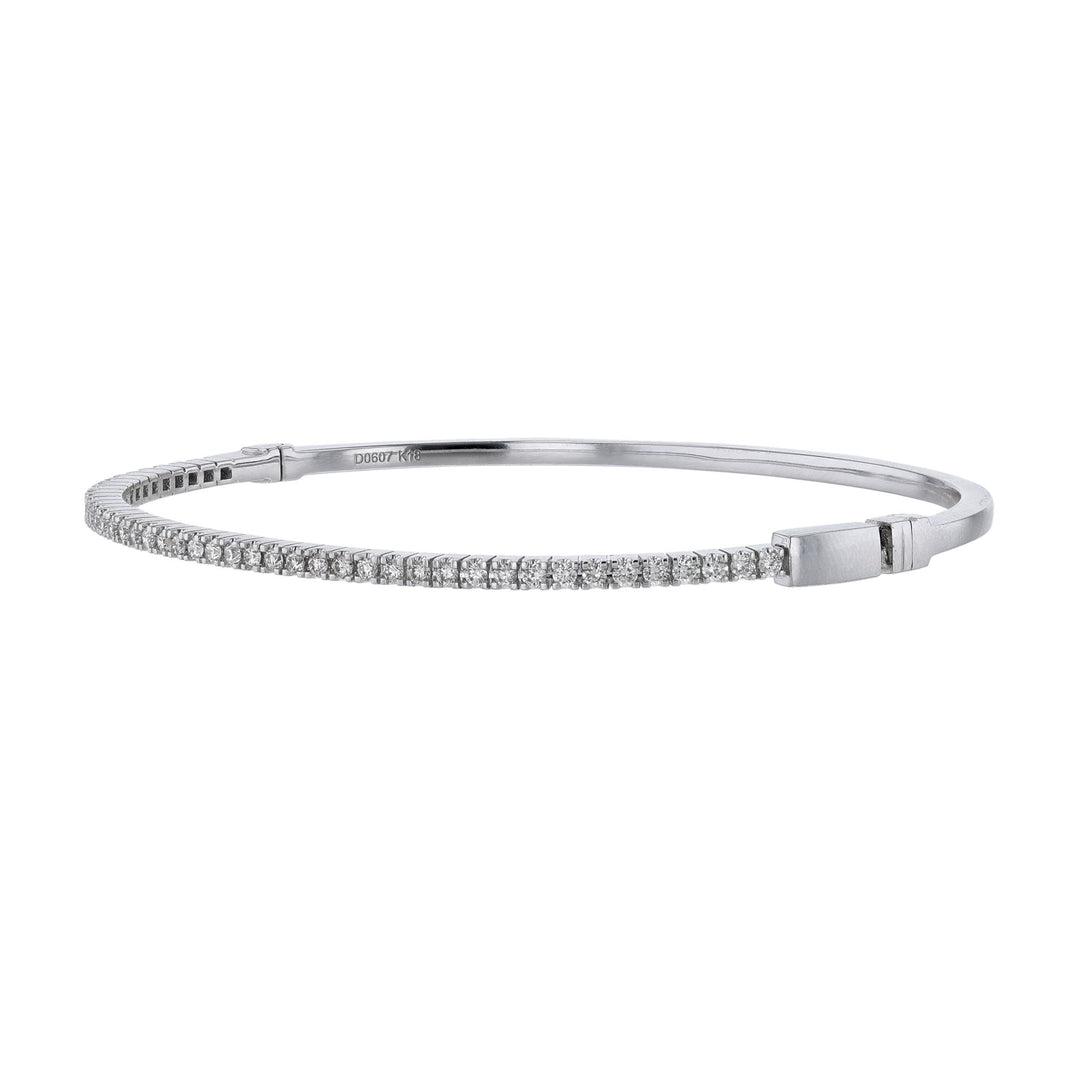 18K White Gold Thin Diamond Bangle, 0.60ct.