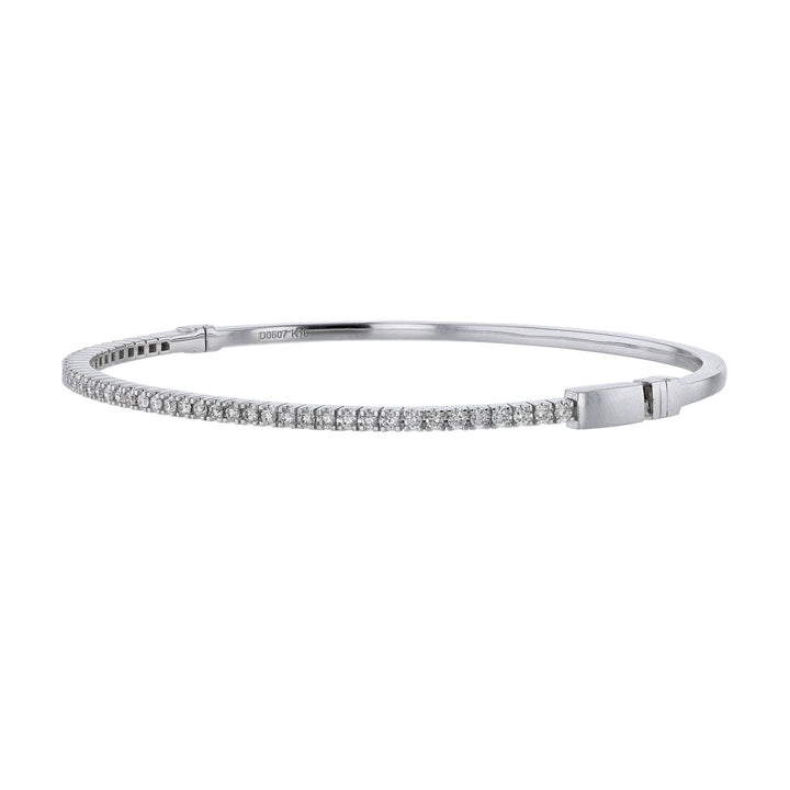 18K White Gold Thin Diamond Bangle, 0.60ct.