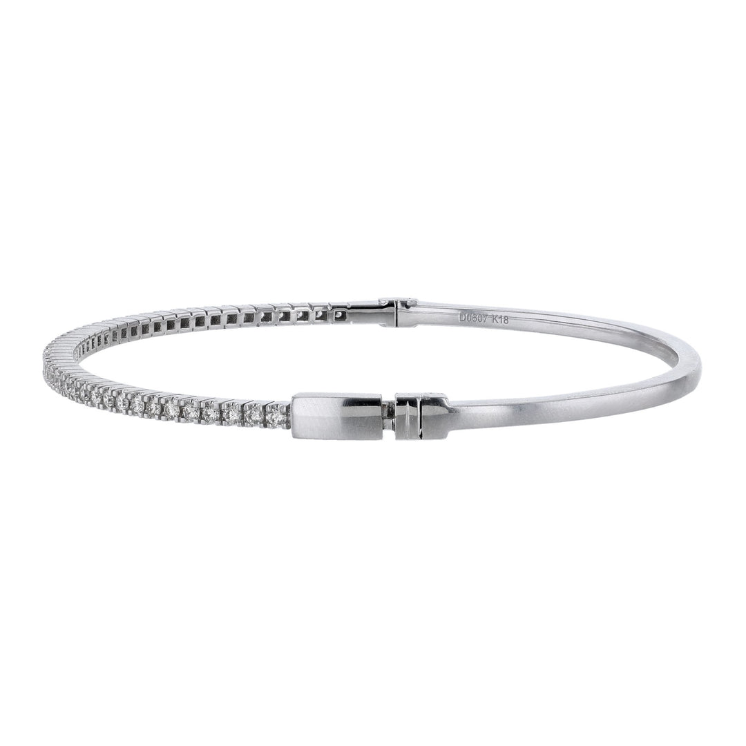 18K White Gold Thin Diamond Bangle, 0.60ct.