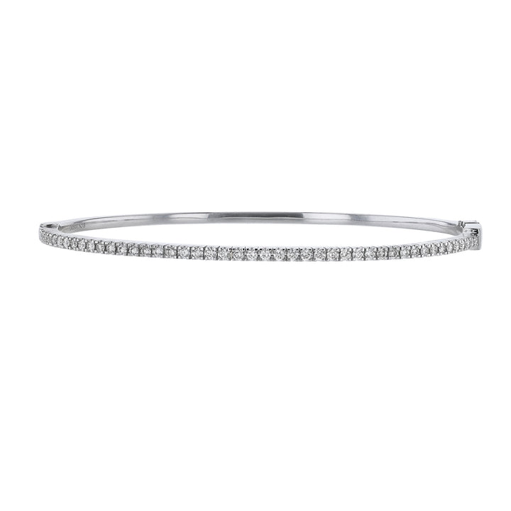 18K White Gold Thin Diamond Bangle, 0.60ct.