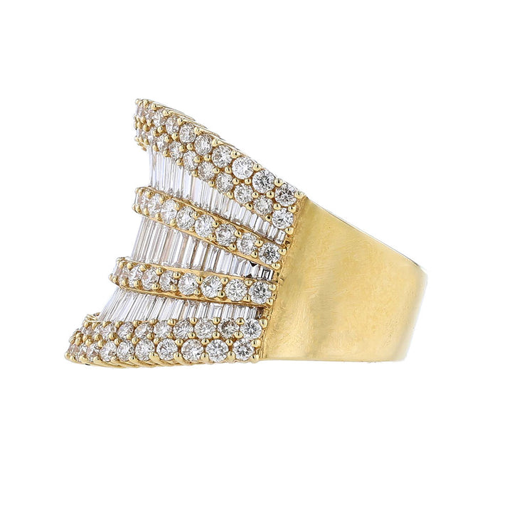 18k Yellow Gold Diamond Concave Ring