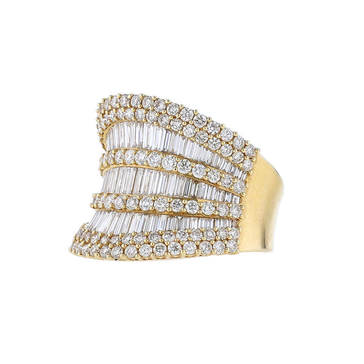 18k Yellow Gold Diamond Concave Ring