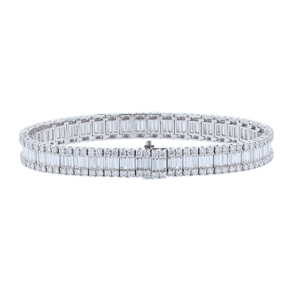 18K White Gold Baguette Diamond Bracelet