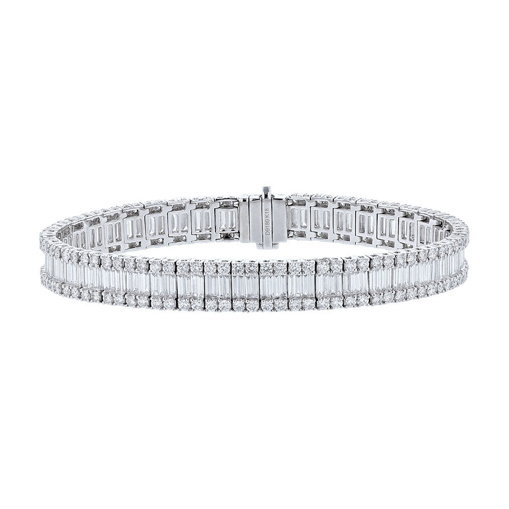 18K White Gold Baguette Diamond Bracelet