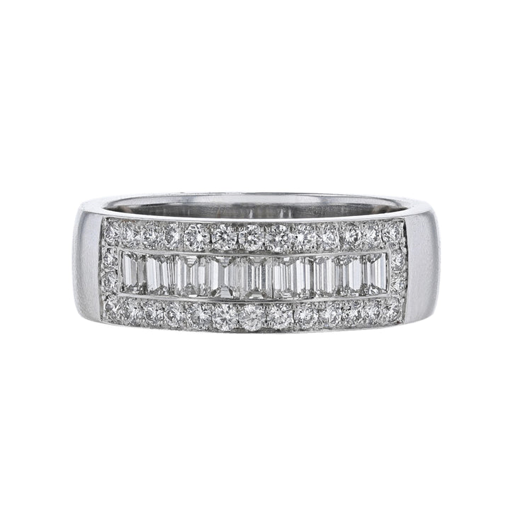 Multi Row Round Baguette Diamond Gents Band