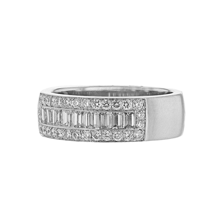 Multi Row Round Baguette Diamond Gents Band