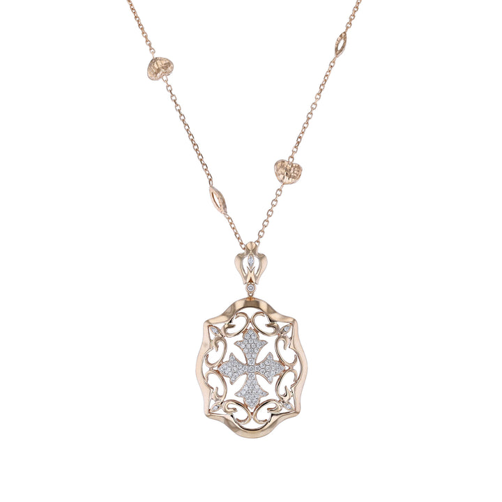 Diamond Cross Pendant with Heart Necklace