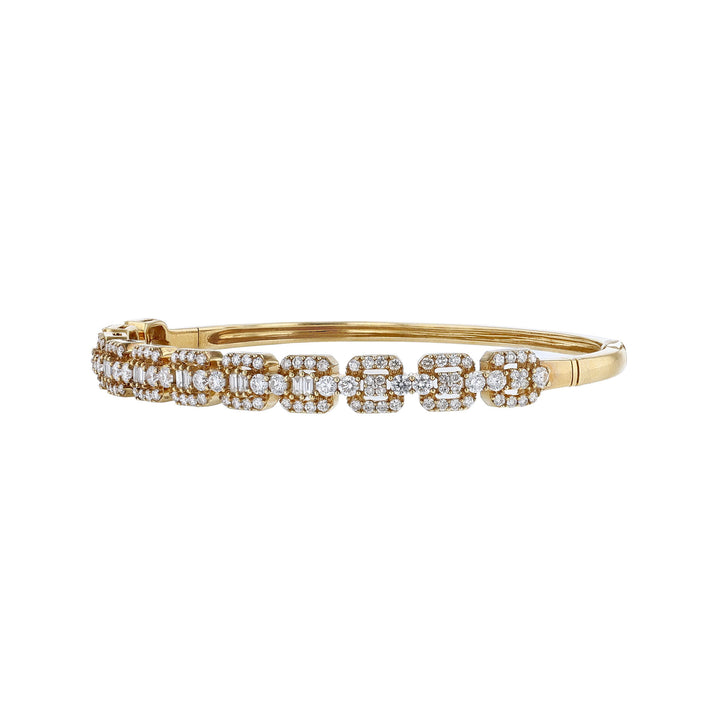 18K Yellow Gold Cushion Bezel Diamond Bangle