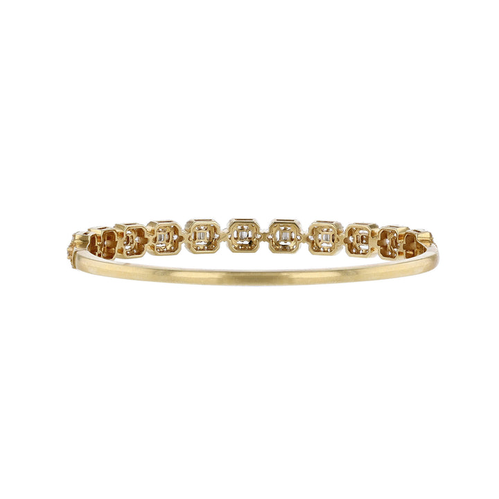 18K Yellow Gold Cushion Bezel Diamond Bangle