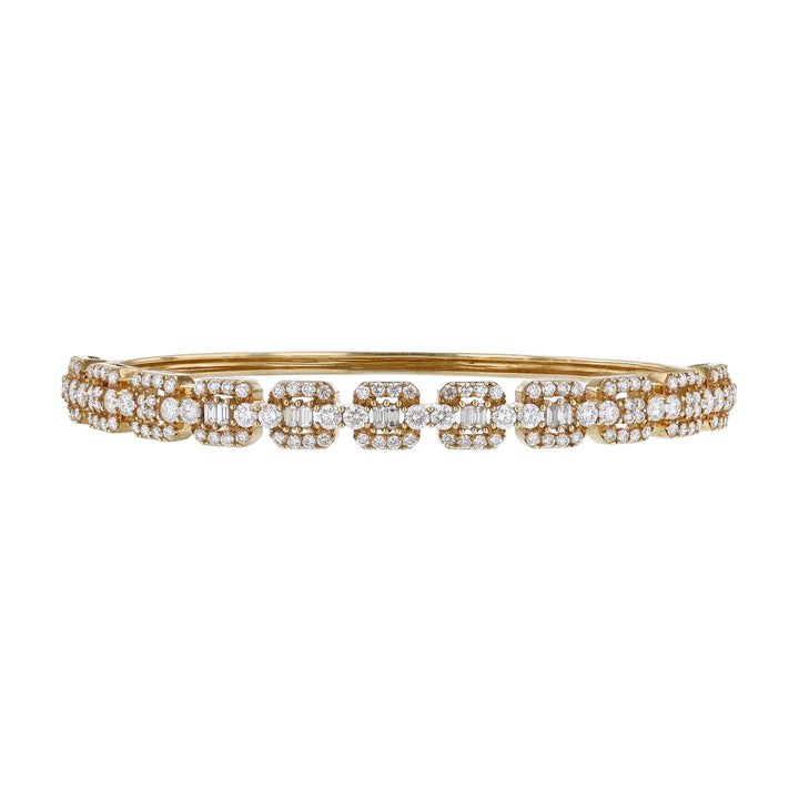 18K Yellow Gold Cushion Bezel Diamond Bangle