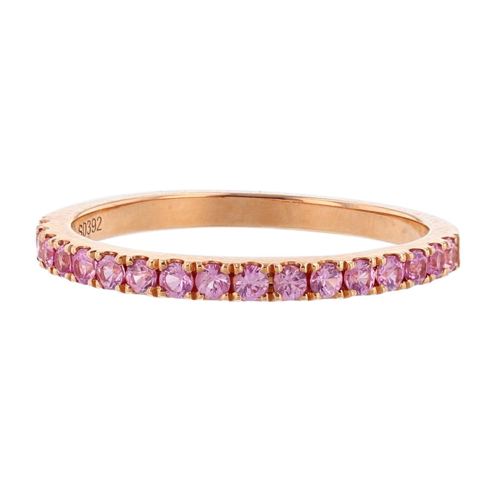18K Rose Gold Stackable Band, Pink Sapphire
