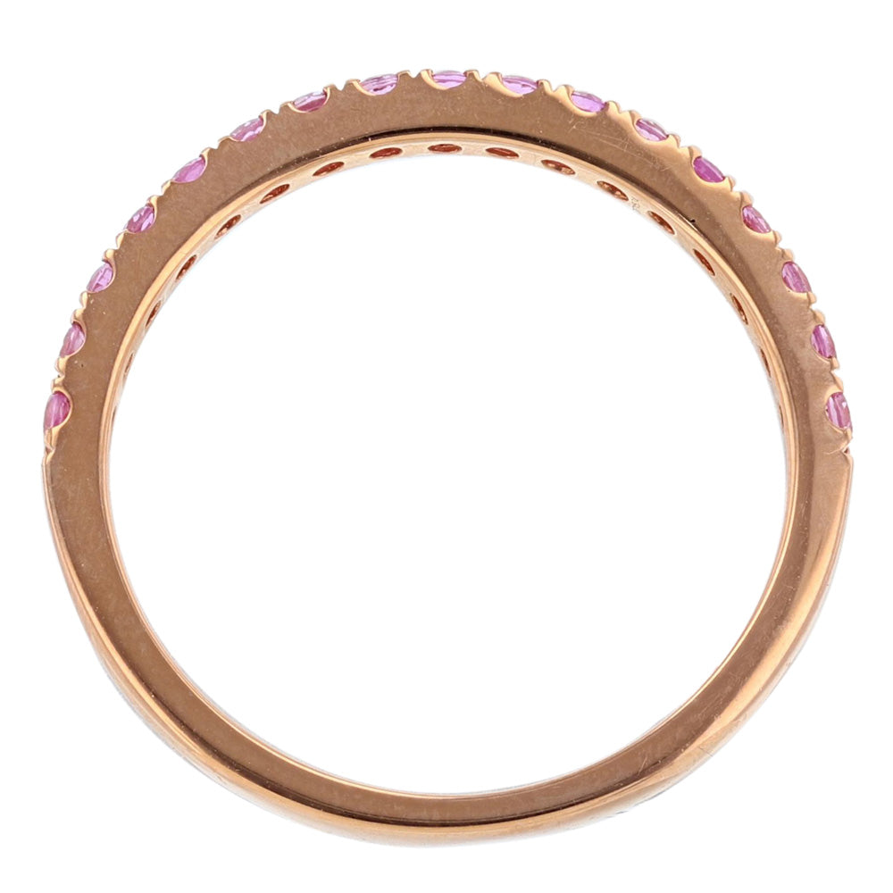 18K Rose Gold Stackable Band, Pink Sapphire