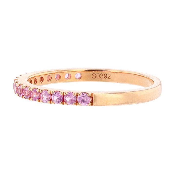 18K Rose Gold Stackable Band, Pink Sapphire