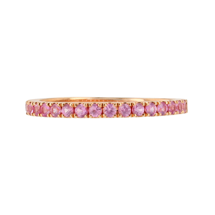 18K Rose Gold Stackable Band, Pink Sapphire