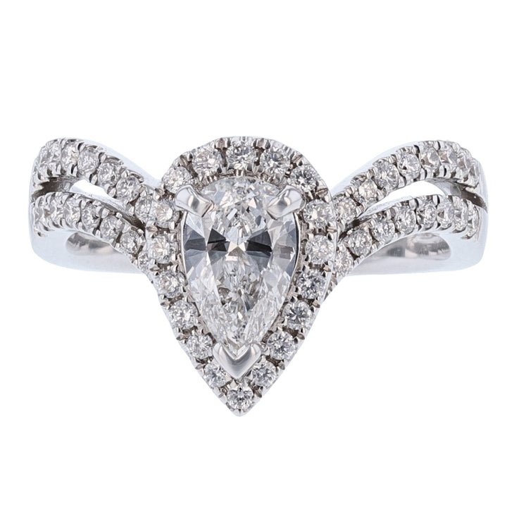 18K White Gold Pear Shape Engagement Ring