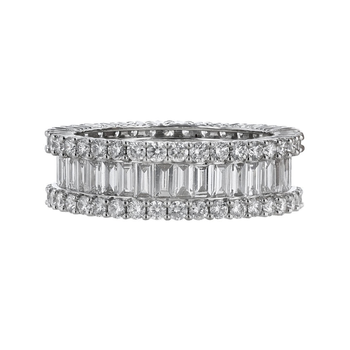 Round & Baguette Diamond Eternity Band, 3.12ct