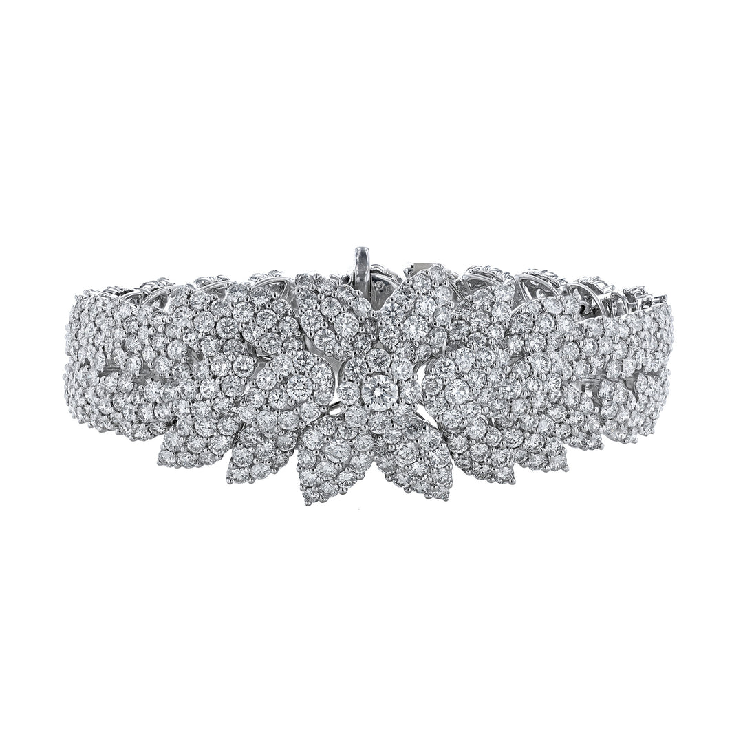 Pointed Floral Diamond Statement Bracelet