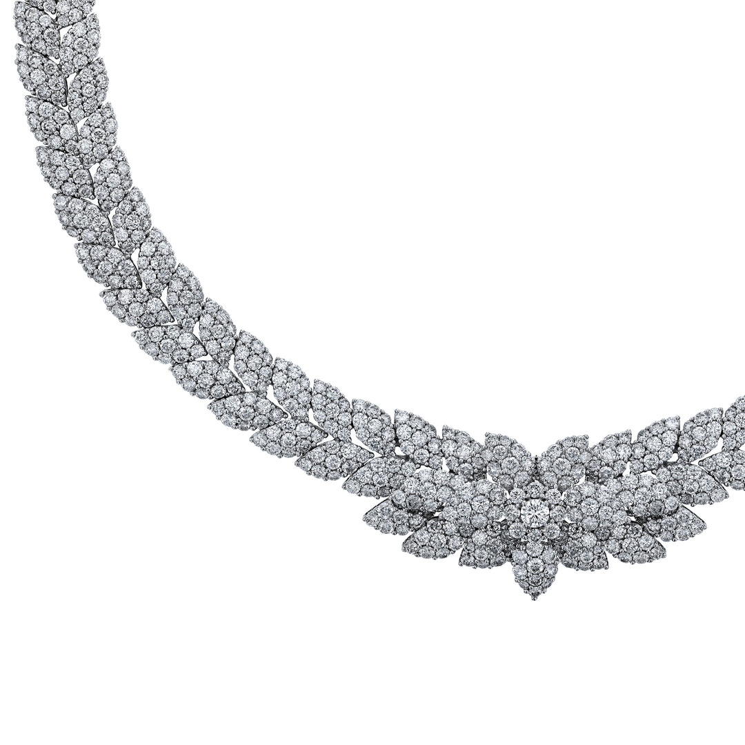 Pointed Floral Diamond Collar Necklace