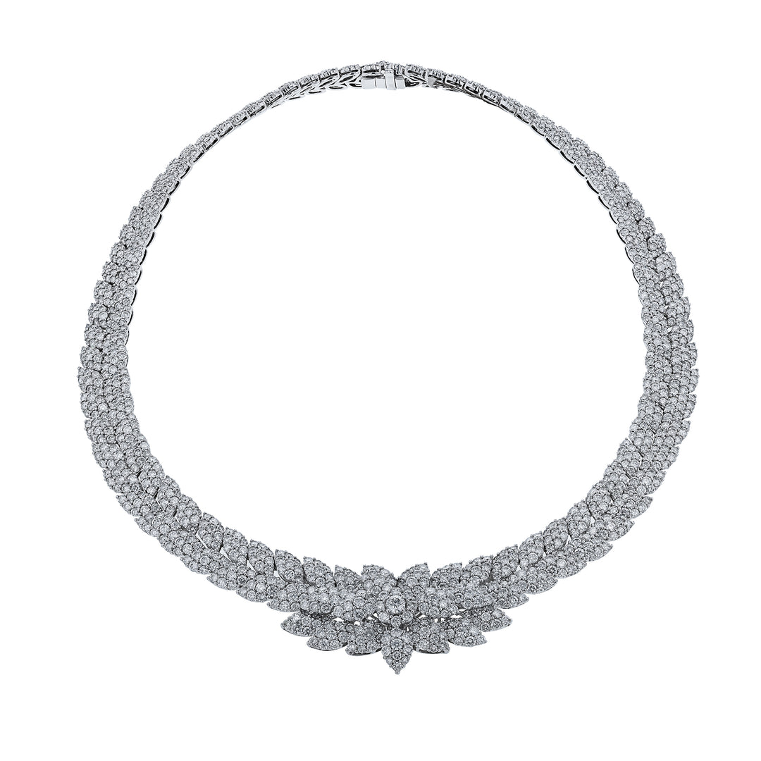 Pointed Floral Diamond Collar Necklace