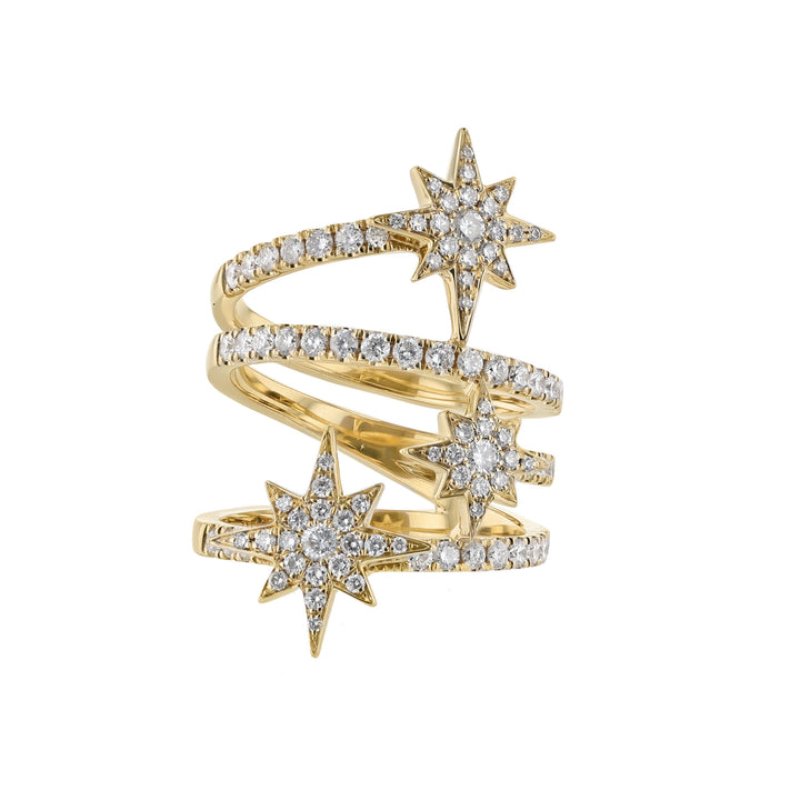 18K Yellow Gold Star Diamond Wrap Around Ring