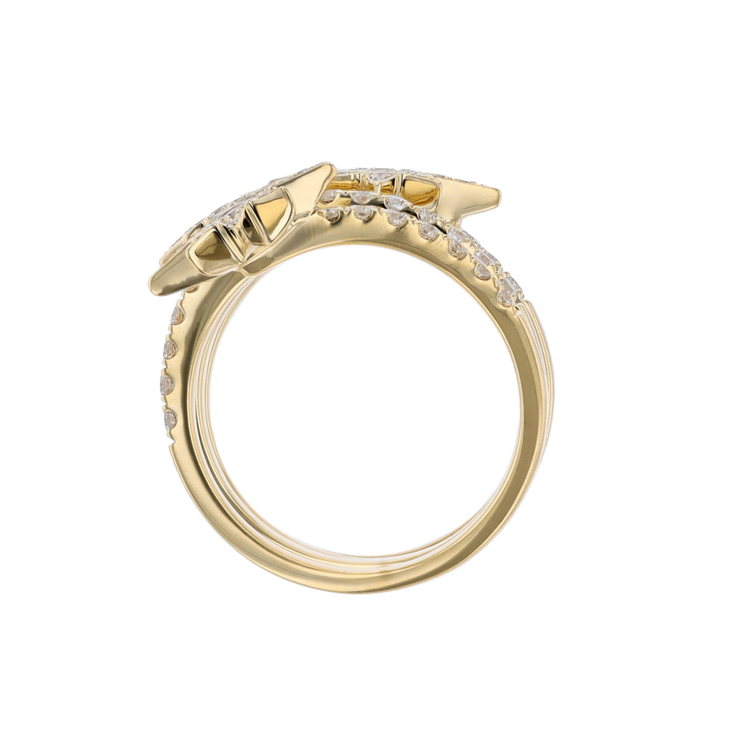 18K Yellow Gold Star Diamond Wrap Around Ring