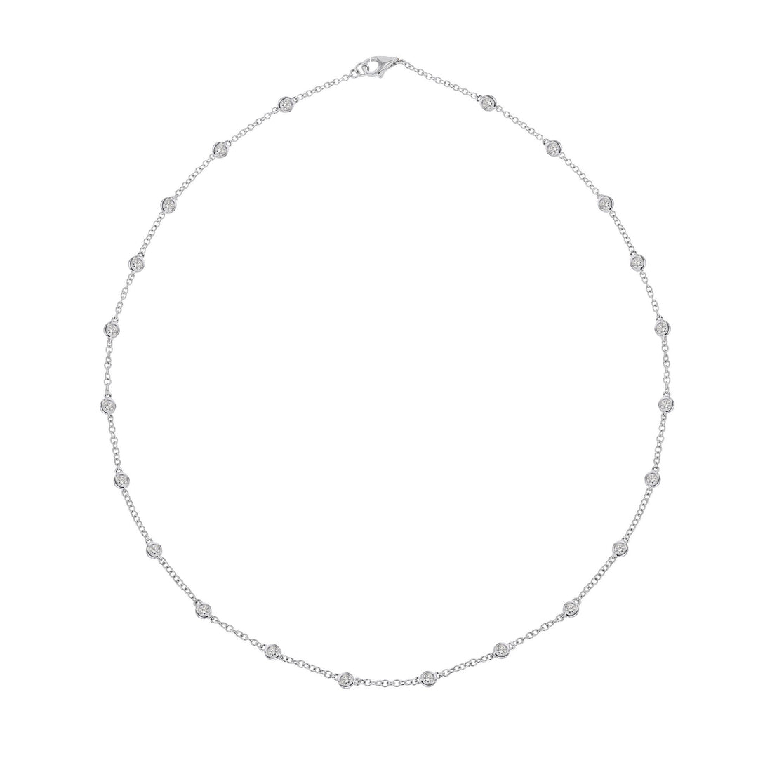 18K White Gold Diamond Station Necklace