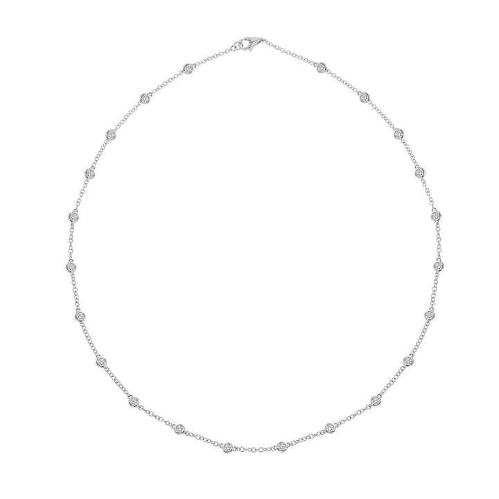 18K White Gold Diamond Station Necklace