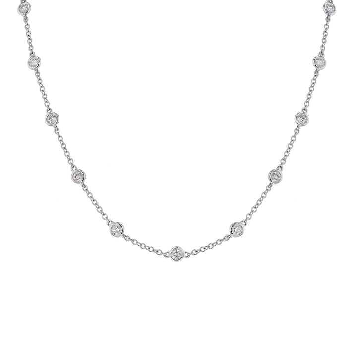 18K White Gold Diamond Station Necklace