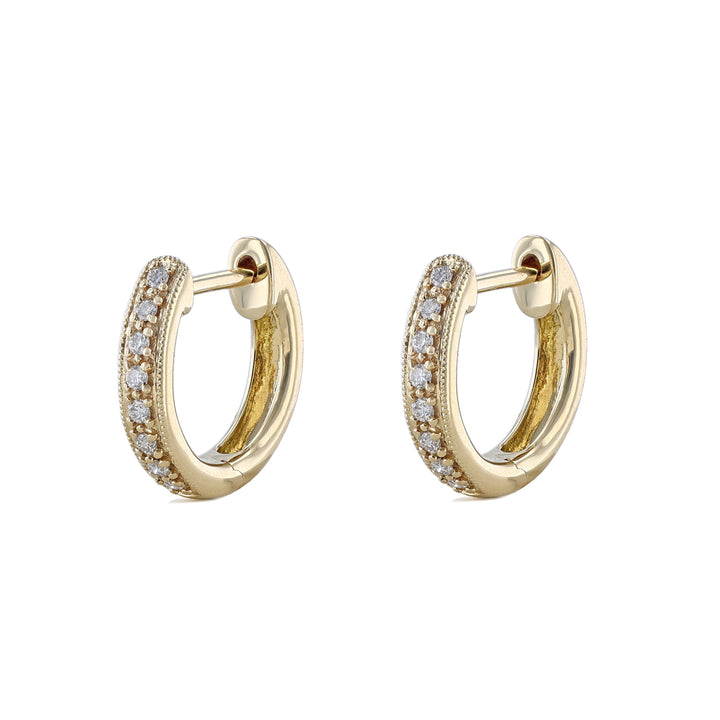 Mini Hoop Round Diamond Earrings