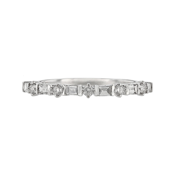 Round & Baguette Diamond Stackable Ring