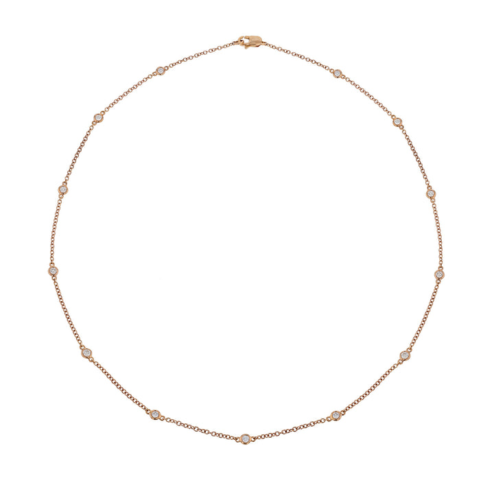 18K Rose Gold Diamond Station Necklace