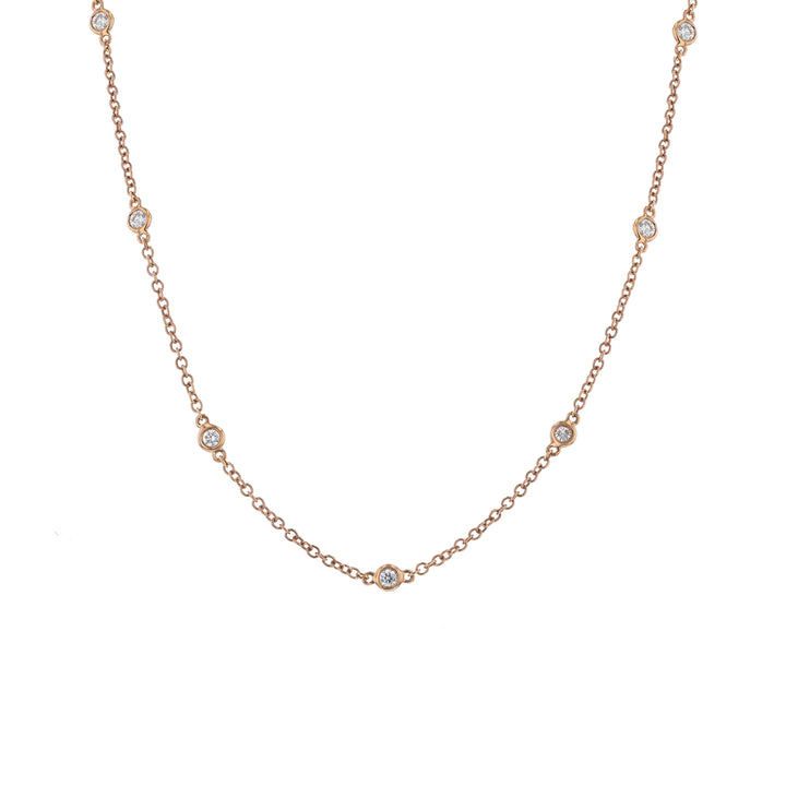 18K Rose Gold Diamond Station Necklace
