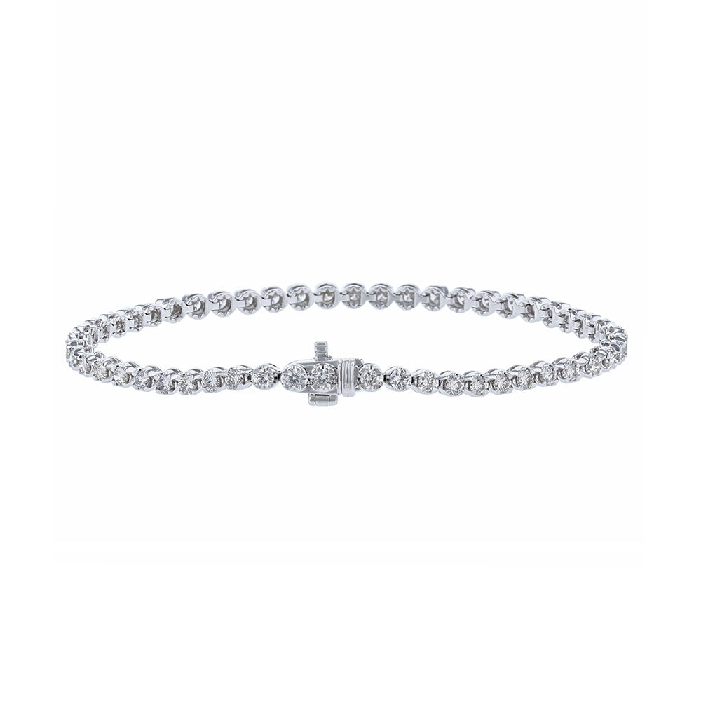 18K White Gold Diamond Tennis Bracelet, 3.03ct.