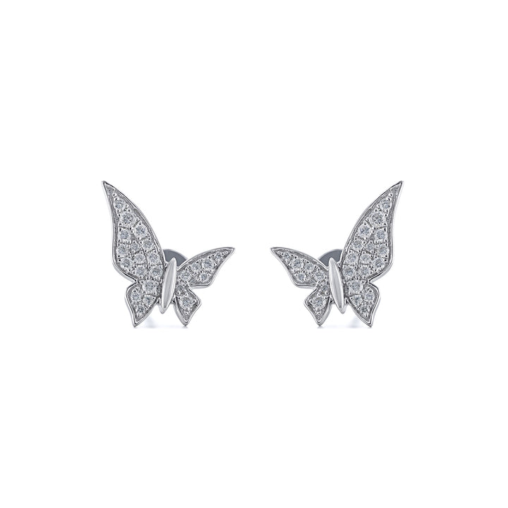 Butterfly White Diamond Stud Earrings